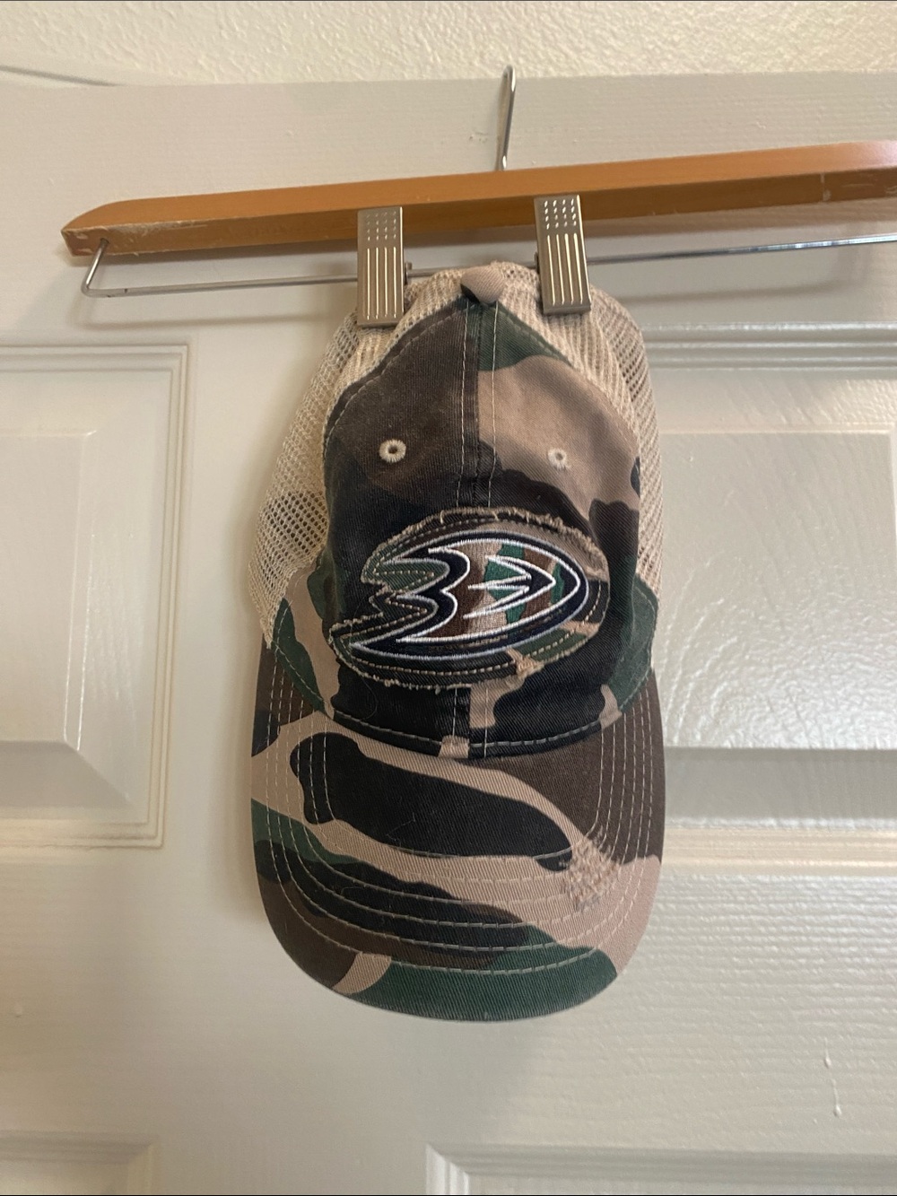 Anaheim Ducks Camouflage Trucker Hat in Green, Brown, Tan